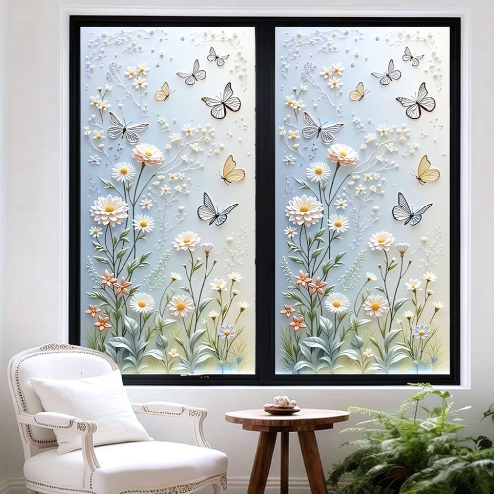 Home Bathroom Window Tint - Static Cling Privacy Window Film Frosted