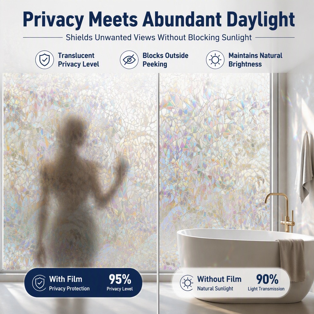 Holographic Window Film 3D Mos - Home Bathroom Window Tint ulasan dan harga