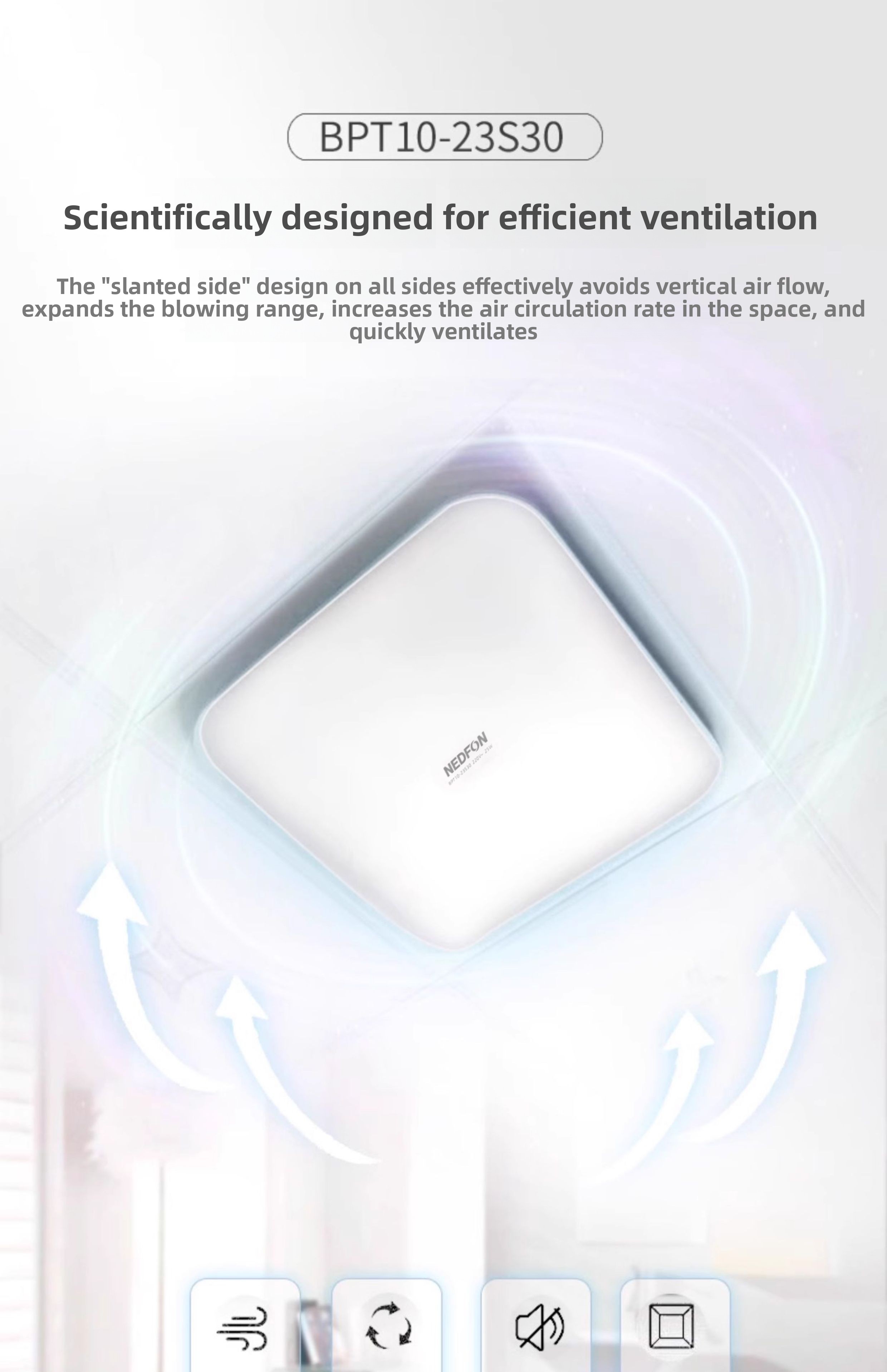 Ultra-thin and powerful integr - Home Bathroom Fan ulasan dan harga