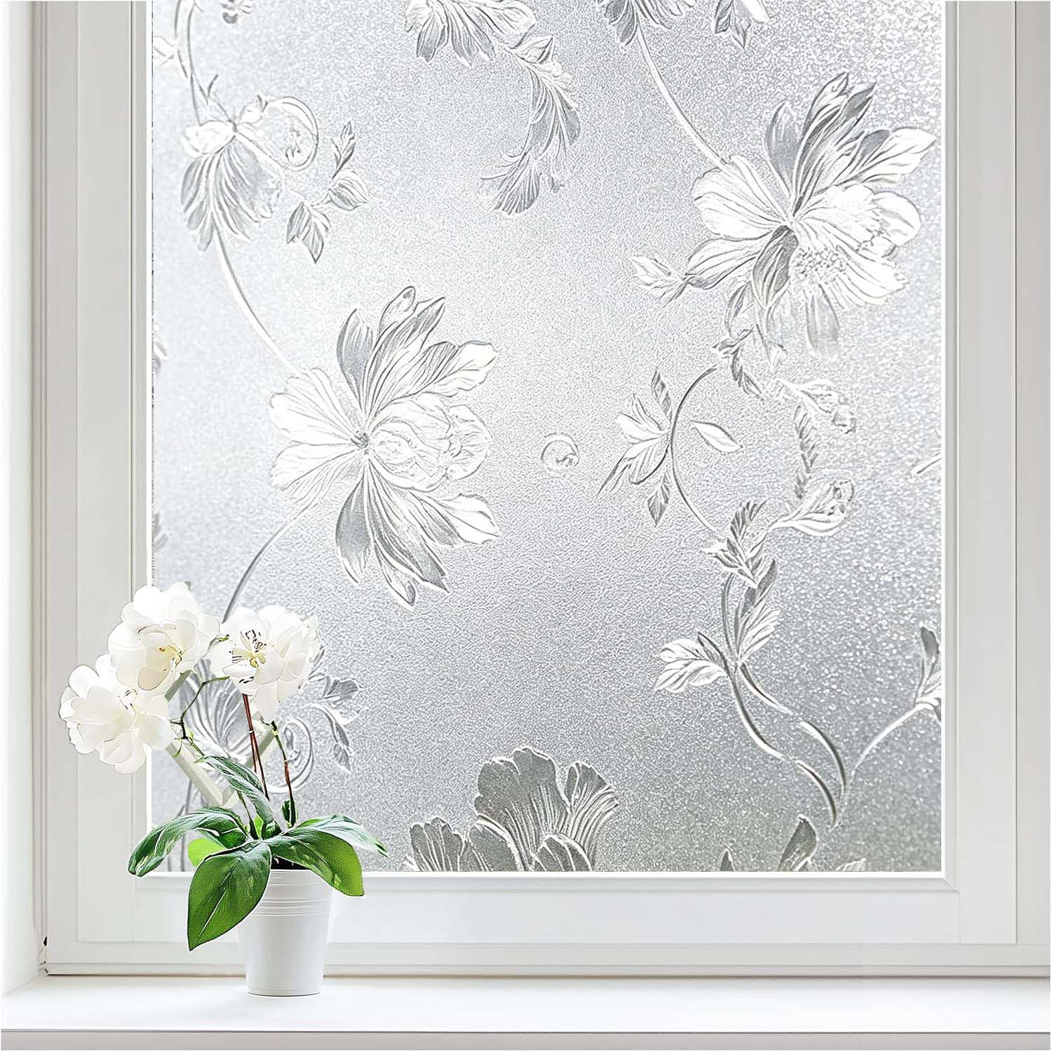 Floral Frosted Window Privacy  - Home Bathroom Window Tint ulasan dan harga